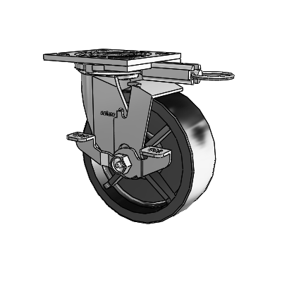 4 Series 2 Inch Wide Top Plate Swivel Caster with 6 x 2 Polyolefin Wheel and Top Lock Brake