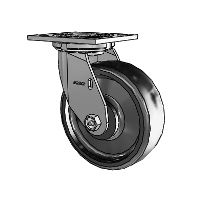 4 Series 2 Inch Wide Top Plate Swivel Caster with 6 x 2 Endura Solid Elastomer Wheel
