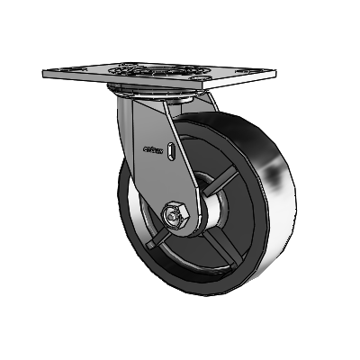 4 Series 2 Inch Wide Top Plate Swivel Caster with 6 x 2 Polyolefin Wheel