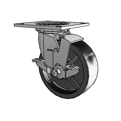 4 Series 2 Inch Wide Top Plate Swivel Caster with 6 x 2 Polyolefin Wheel and Top Lock Brake