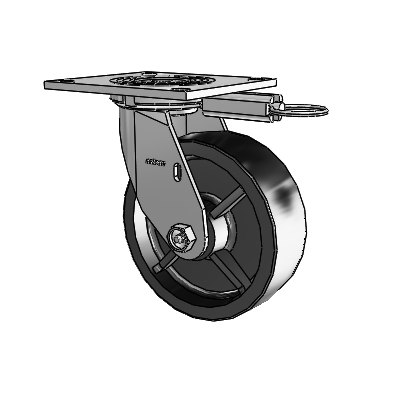 Roulette pivotante de la série 4, à plaque supérieure de 2 pouces de large, équipée d'une roue en polyoléfine de 6 x 2