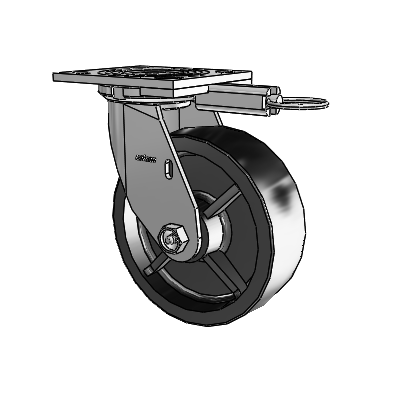Roulette pivotante de la série 4, à plaque supérieure de 2 pouces de large, équipée d'une roue en polyoléfine de 6 x 2