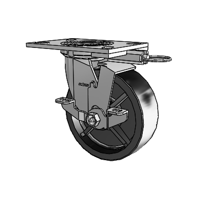 4 Series 2 Inch Wide Top Plate Swivel Caster with 6 x 2 Polyolefin Wheel and Top Lock Brake
