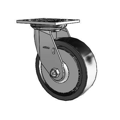 Roulette pivotante de la série 4, à plaque supérieure de 2 pouces de large, équipée d'une roue en polyoléfine de 6 x 2