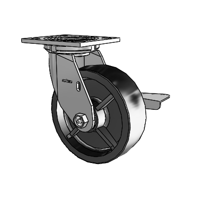 4 Series 2 Inch Wide Top Plate Swivel Caster with 6 x 2 Polyolefin Wheel and Side Lock Brake