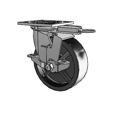 4 Series 2 Inch Wide Top Plate Swivel Caster with 6 x 2 Polyolefin Wheel and Top Lock Brake