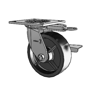 4 Series 2 Inch Wide Top Plate Swivel Caster with 6 x 2 Polyolefin Wheel and Side Lock Brake