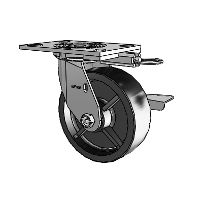 4 Series 2 Inch Wide Top Plate Swivel Caster with 6 x 2 Polyolefin Wheel and Side Lock Brake