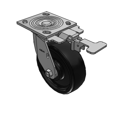 4 Series 2 Inch Wide Top Plate Swivel Caster with 6 x 2 Endura Solid Elastomer Wheel