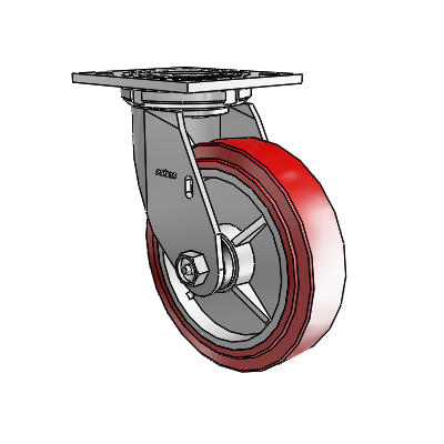 4 Series 1 1/2" Casters Top Plate Swivel Zinc with 6 x 1.5 Polyurethane HI-TECH Wheel