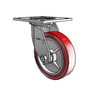 4 Series 1 1/2" Casters Top Plate Swivel Zinc with 6 x 1.5 Polyurethane HI-TECH Wheel