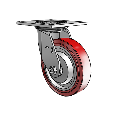 4 Series 1 1/2" Casters Top Plate Swivel Zinc with 6 x 1.5 Polyurethane HI-TECH Wheel