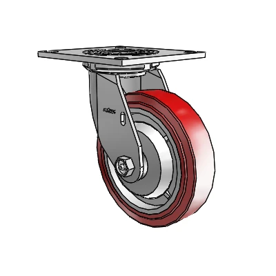 4 Series 1 1/2" Casters Top Plate Swivel Zinc with 6 x 1.5 Polyurethane HI-TECH Wheel