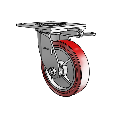 4 roulettes de la série 1 de 1 1/2", à plaque supérieure pivotante en zinc, avec roue HI-TECH en polyuréthane de 6 x 1,5