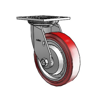 4 Series 1 1/2" Casters Top Plate Swivel Zinc with 6 x 1.5 Polyurethane HI-TECH Wheel