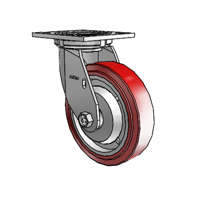 4 Series 1 1/2" Casters Top Plate Swivel Zinc with 6 x 1.5 Polyurethane HI-TECH Wheel