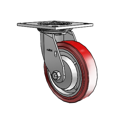 4 Series 1 1/2" Casters Top Plate Swivel Zinc with 6 x 1.5 Polyurethane HI-TECH Wheel