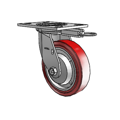 4 Series 1 1/2" Casters Top Plate Swivel Zinc with 6 x 1.5 Polyurethane HI-TECH Wheel