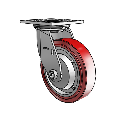4 Series 1 1/2" Casters Top Plate Swivel Zinc with 6 x 1.5 Polyurethane HI-TECH Wheel