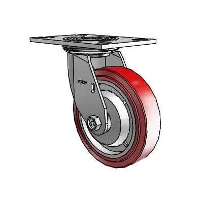 4 Series 1 1/2" Casters Top Plate Swivel Zinc with 6 x 1.5 Polyurethane HI-TECH Wheel