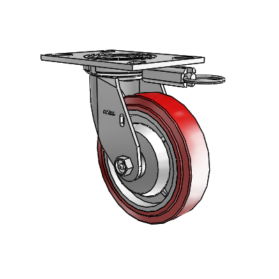 4 Series 1 1/2" Casters Top Plate Swivel Zinc with 6 x 1.5 Polyurethane HI-TECH Wheel