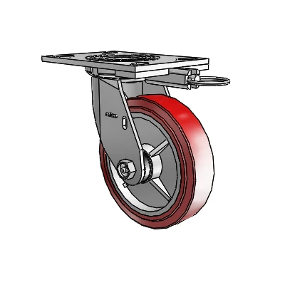 4 roulettes de la série 1 de 1 1/2", à plaque supérieure pivotante en zinc, avec roue HI-TECH en polyuréthane de 6 x 1,5