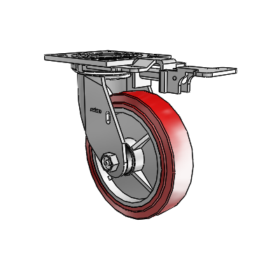 4 Series 1 1/2" Casters Top Plate Swivel Zinc with 6 x 1.5 Polyurethane HI-TECH Wheel
