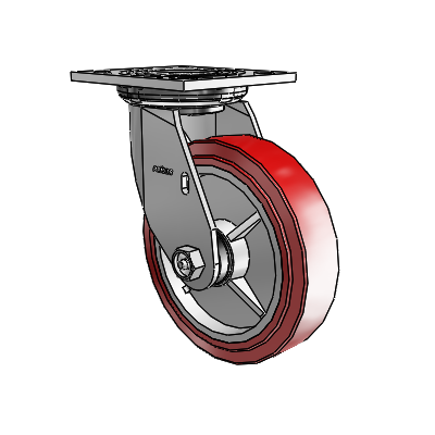 4 Series 1 1/2" Casters Top Plate Swivel Zinc with 6 x 1.5 Polyurethane HI-TECH Wheel
