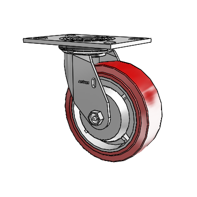 4 Series 2 Inch Wide Top Plate Swivel Caster with 6 x 2 Polyurethane HI-TECH Wheel