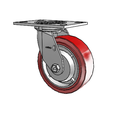 4 Series 2 Inch Wide Top Plate Swivel Caster with 6 x 2 Polyurethane HI-TECH Wheel