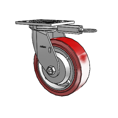 Roulette pivotante de la série 4, à plaque supérieure de 2 pouces de large, équipée d'une roue HI-TECH en polyuréthane de 6 x 2