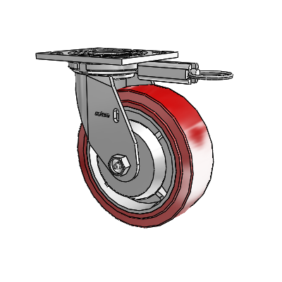 4 Series 2 Inch Wide Top Plate Swivel Caster with 6 x 2 Polyurethane HI-TECH Wheel
