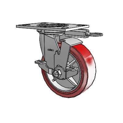 4 Series 2 Inch Wide Top Plate Swivel Caster with 6 x 2 Polyurethane HI-TECH Wheel and Top Lock Brake