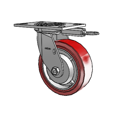 4 Series 2 Inch Wide Top Plate Swivel Caster with 6 x 2 Polyurethane HI-TECH Wheel
