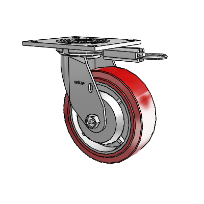 4 Series 2 Inch Wide Top Plate Swivel Caster with 6 x 2 Polyurethane HI-TECH Wheel