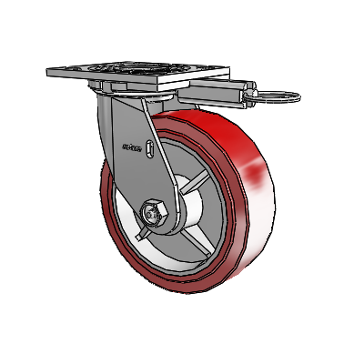 4 Series 2 Inch Wide Top Plate Swivel Caster with 6 x 2 Polyurethane HI-TECH Wheel