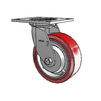 4 Series 2 Inch Wide Top Plate Swivel Caster with 6 x 2 Polyurethane HI-TECH Wheel