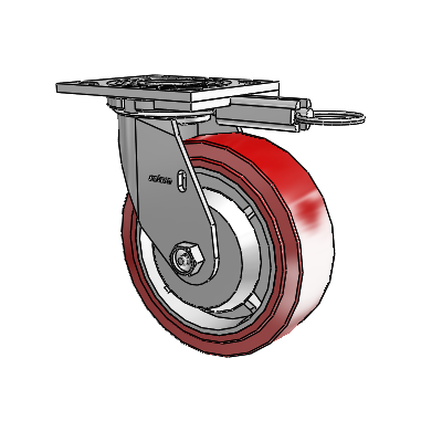 4 Series 2 Inch Wide Top Plate Swivel Caster with 6 x 2 Polyurethane HI-TECH Wheel