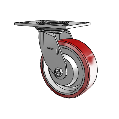 4 Series 2 Inch Wide Top Plate Swivel Caster with 6 x 2 Moldon Polyurethane (Aluminum Core) Wheel
