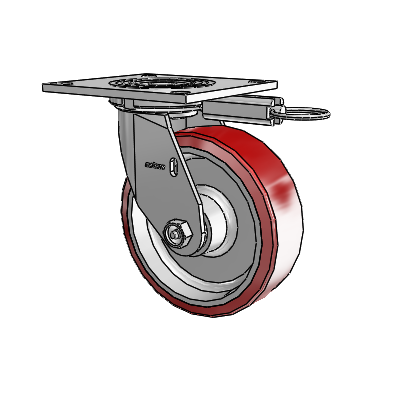 4 Series 2 Inch Wide Top Plate Swivel Caster with 6 x 2 Moldon Polyurethane (Aluminum Core) Wheel