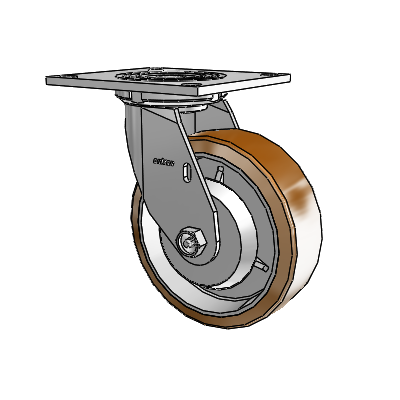 Roulette pivotante de la série 4, avec plaque supérieure de 2 pouces de large et roue Moldon en nylon (noyau en aluminium) de 6 x 2