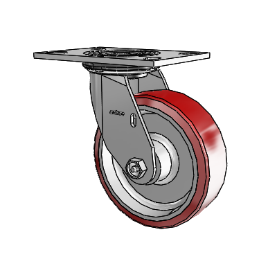 4 Series 2 Inch Wide Top Plate Swivel Caster with 6 x 2 Moldon Polyurethane (Aluminum Core) Wheel