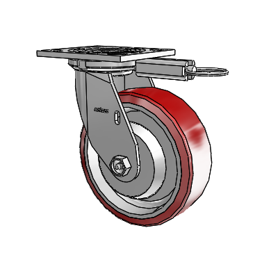 4 Series 2 Inch Wide Top Plate Swivel Caster with 6 x 2 Moldon Polyurethane (Aluminum Core) Wheel