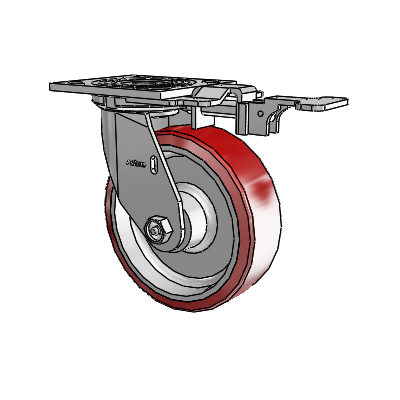 4 Series 2 Inch Wide Top Plate Swivel Caster with 6 x 2 Moldon Polyurethane (Aluminum Core) Wheel