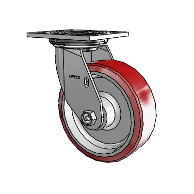 4 Series 2 Inch Wide Top Plate Swivel Caster with 6 x 2 Moldon Polyurethane (Aluminum Core) Wheel