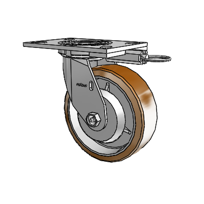 4 Series 2 Inch Wide Top Plate Swivel Caster with 6 x 2 Moldon Nylon (Aluminum Core) Wheel