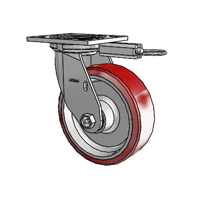 4 Series 2 Inch Wide Top Plate Swivel Caster with 6 x 2 Moldon Polyurethane (Aluminum Core) Wheel