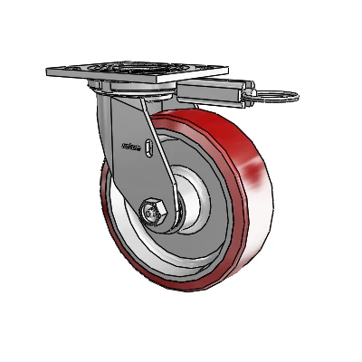 4-serie zwenkwiel met bovenplaat van 2 inch breed en 6 x 2 Moldon-polyurethaanwielen (met aluminium kern)