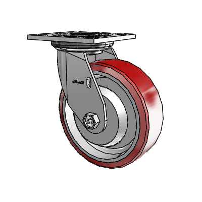 4 Series 2 Inch Wide Top Plate Swivel Caster with 6 x 2 Moldon Polyurethane (Aluminum Core) Wheel