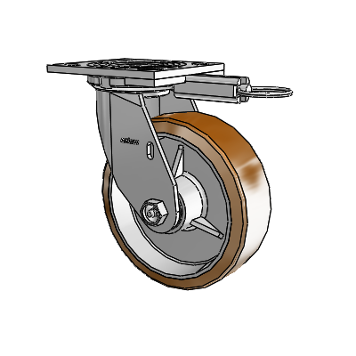 4 Series 2 Inch Wide Top Plate Swivel Caster with 6 x 2 Moldon Nylon (Aluminum Core) Wheel